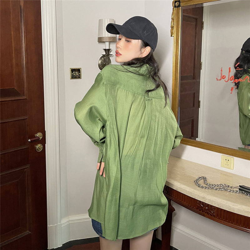 PURE GREEN SPLIT LONG SLEEVE SHIRT UB2832