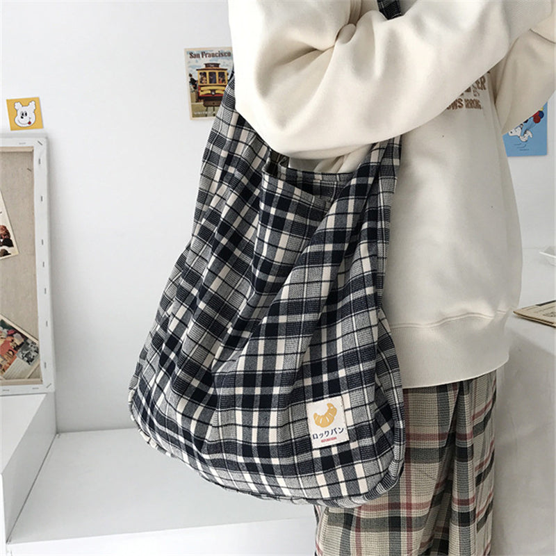 "BLACK WHITE CHECKED CANVAS" BAG N111701