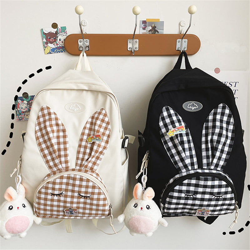 HARAJUKU PLAID BUNNY PATTERN BACKPACK UB2611