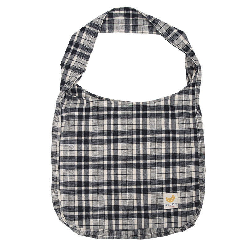 "BLACK WHITE CHECKED CANVAS" BAG N111701