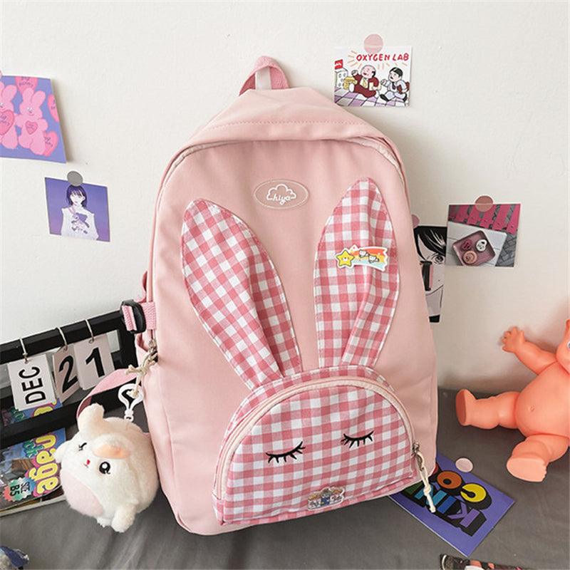 HARAJUKU PLAID BUNNY PATTERN BACKPACK UB2611