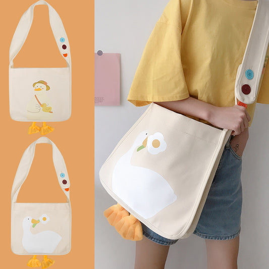 CUTE DUCK PRINT CANVAS BAG UB2612