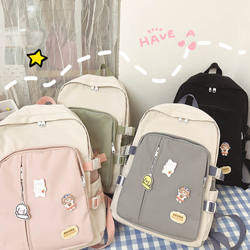 CUTE PASTEL CANVAS BACKPACK K081103 – Uoobox