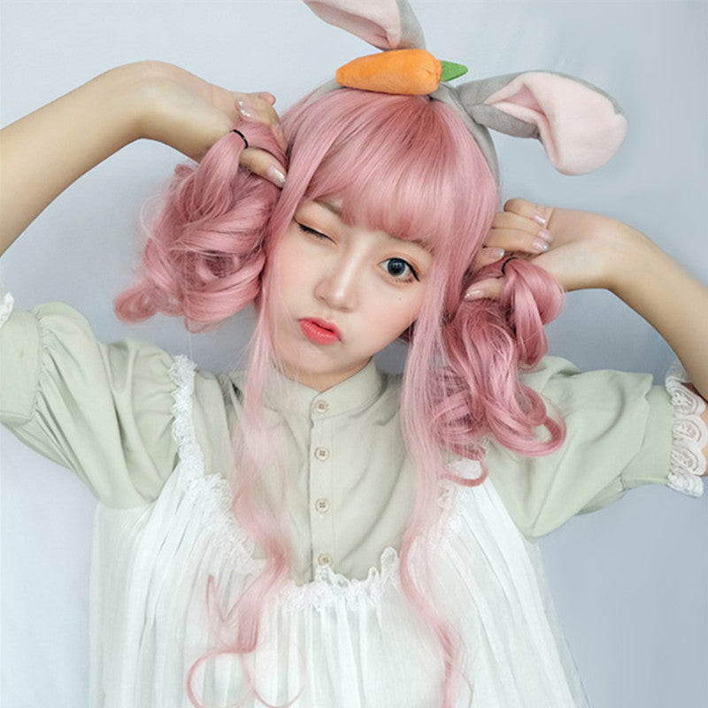 "PINK BIG WAVY LONG CURLY" WIG D051215