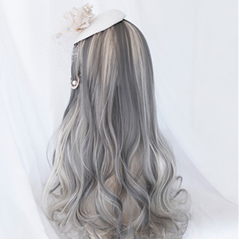 "CAT EAR GRAY GRADIENT CURLY" WIG D051801