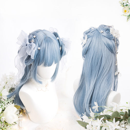 "LIGHT BLUE BANGS LONG STRAIGHT" WIG D051610