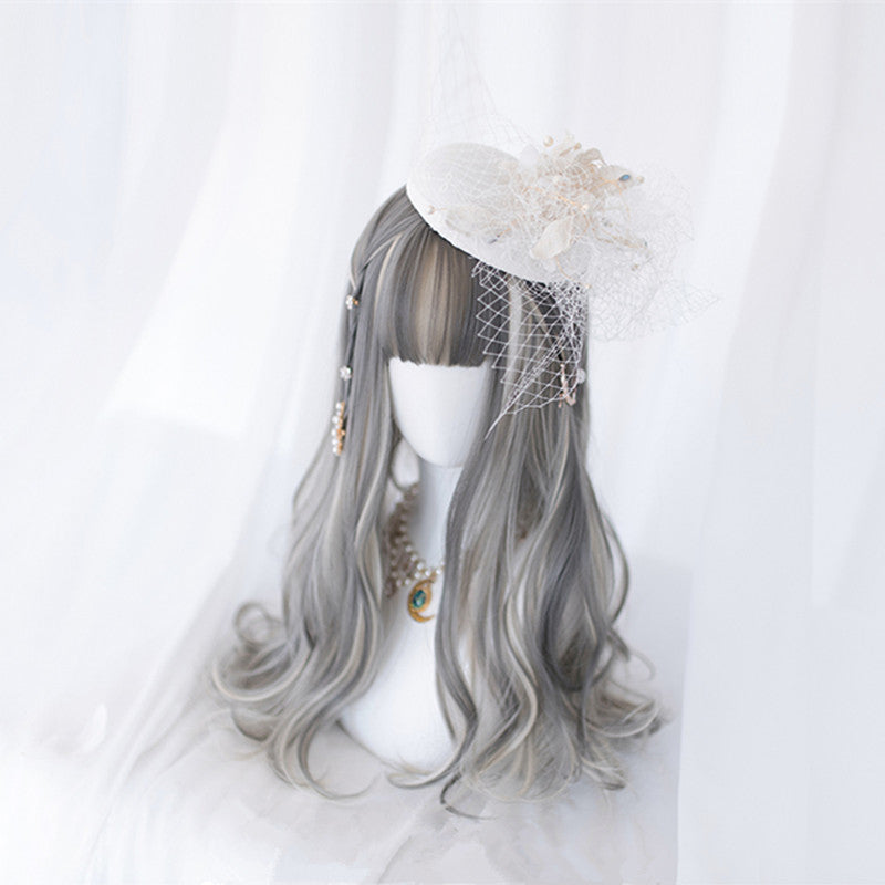 "CAT EAR GRAY GRADIENT CURLY" WIG D051801