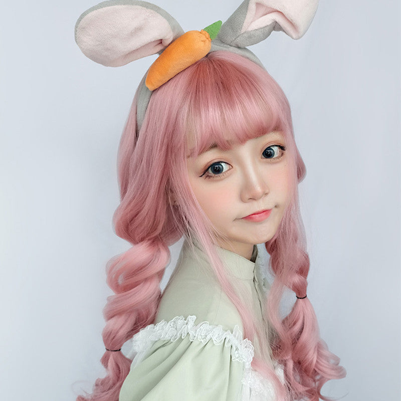 "PINK BIG WAVY LONG CURLY" WIG D051215