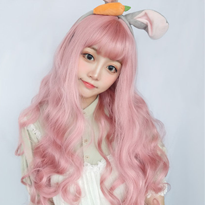 "PINK BIG WAVY LONG CURLY" WIG D051215