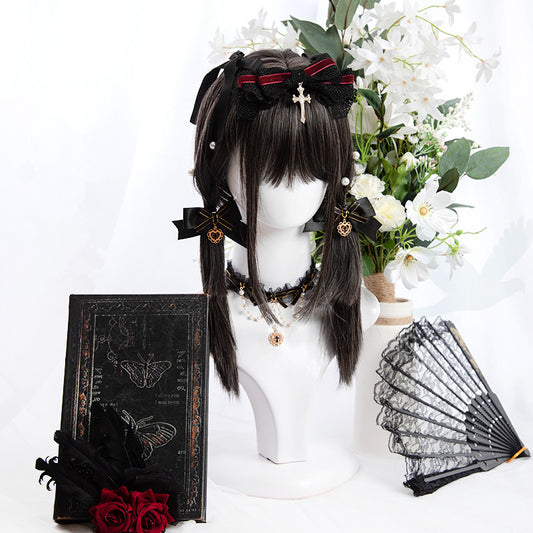 "BLACK GRAY DOUBLE PONYTAIL" WIG D071710