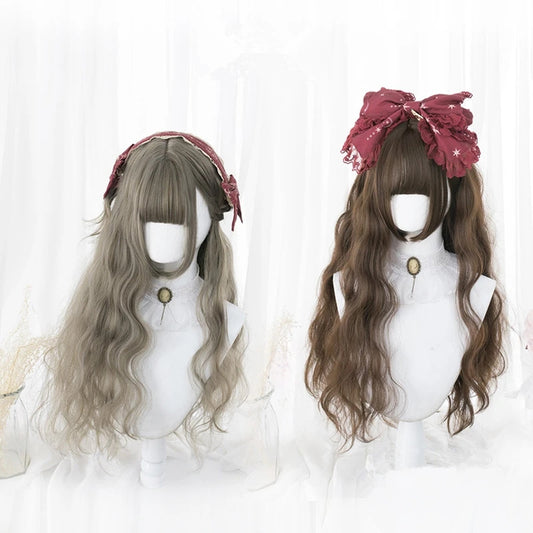 "GRAY/CHOCOLATE BANGS LONG CURLY" WIG D041704