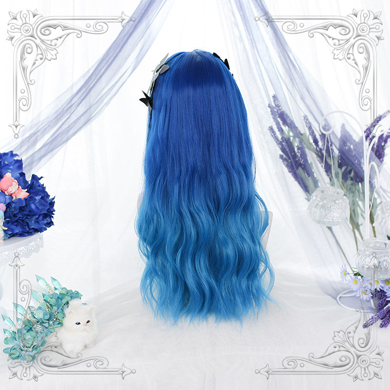 "BLUE GRADIENT LONG CURLY" WIG D071407