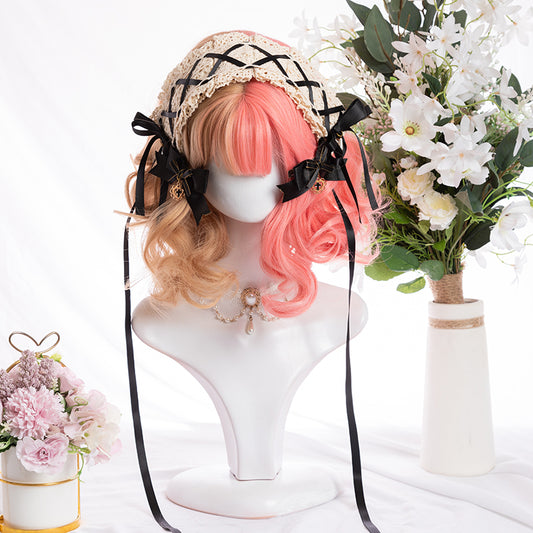 "HALF PINK HALF GOLDEN CUTE SHORT" WIG D071703