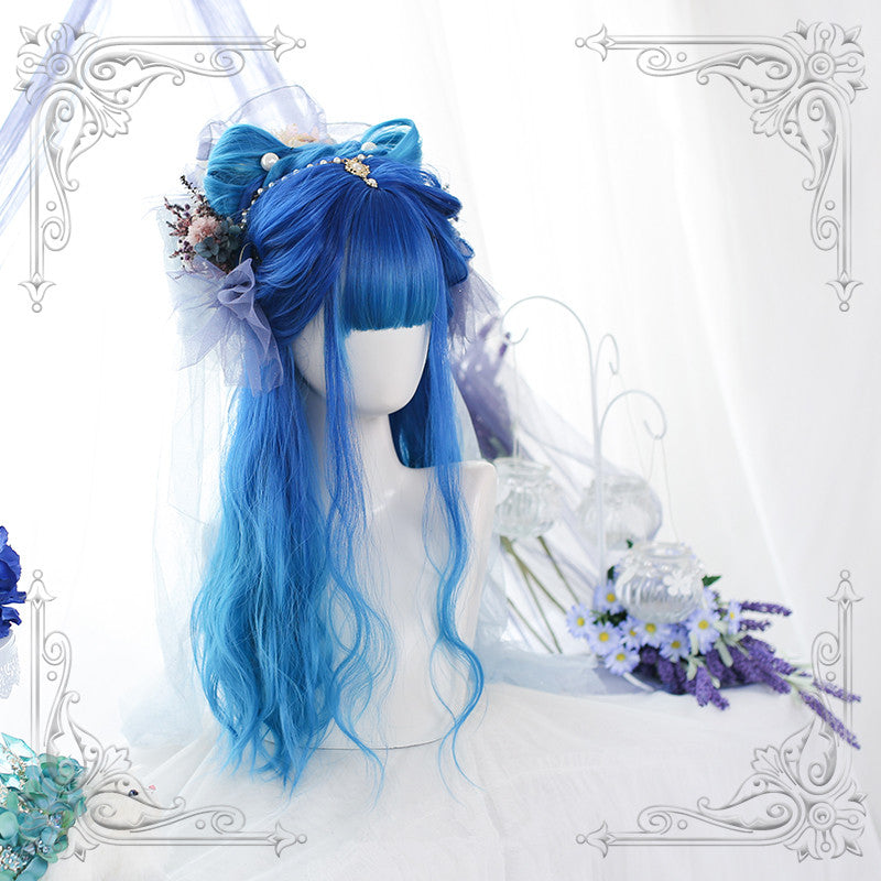 "BLUE GRADIENT LONG CURLY" WIG D071407