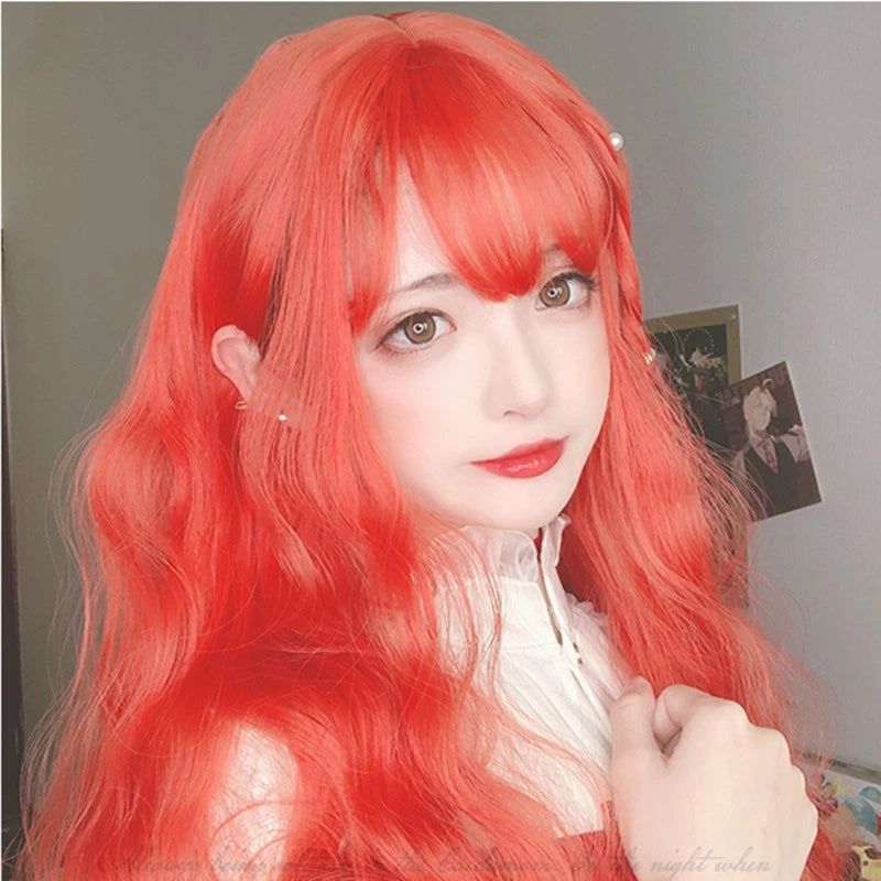 "ORANGE-RED LOLITA LONG CURLY" WIG D041619