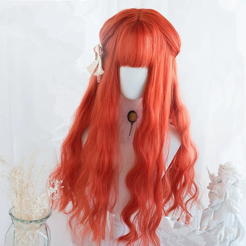 "ORANGE-RED LOLITA LONG CURLY" WIG D041619