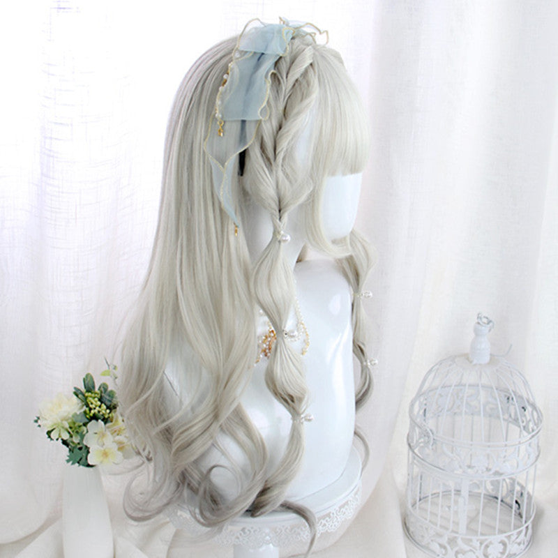 "WHITE LOLITA SLIGHTLY CURLY" LONG WIG D050412