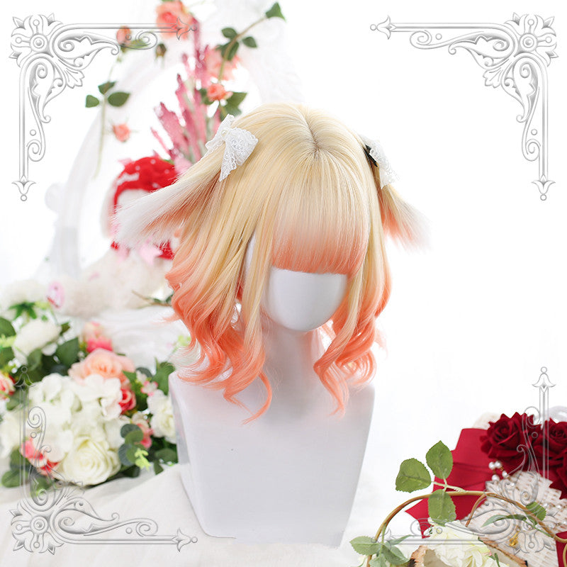 [@melissa_lissova] Blonde Gradient Rabbit Ear Short Curly Wig D050513