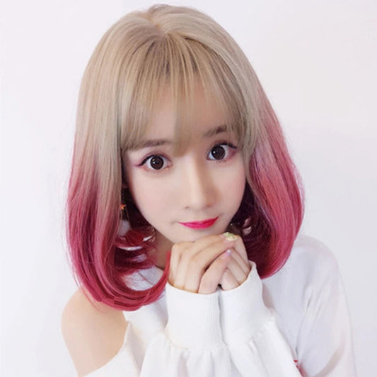 "APRICOT GRADIENT PINK BOBO SHORT" WIG D041804