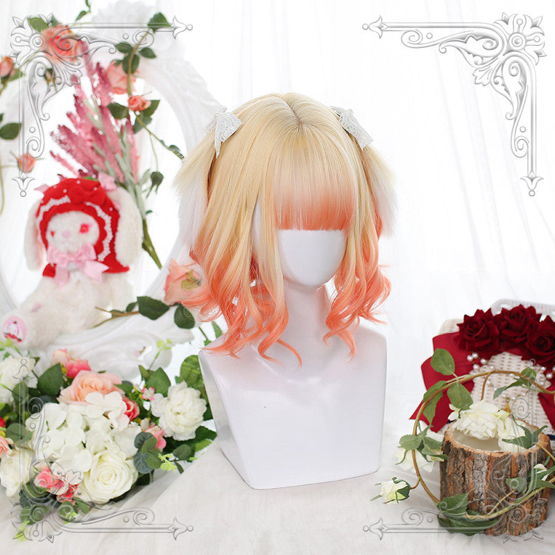 [@melissa_lissova] Blonde Gradient Rabbit Ear Short Curly Wig D050513