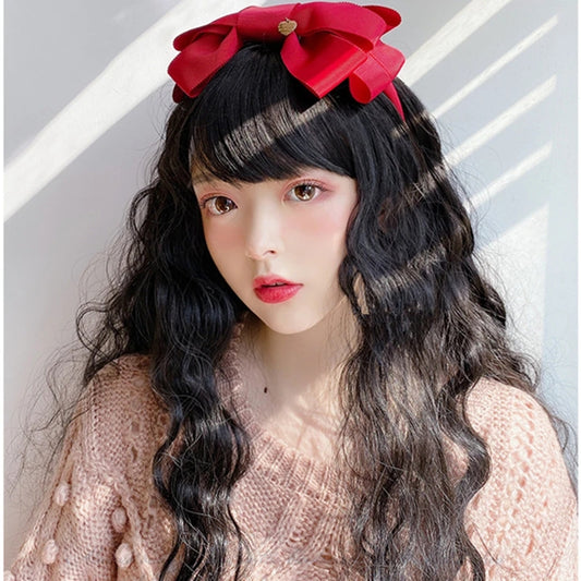 "BLACK LONG CURLY" WIG D041712