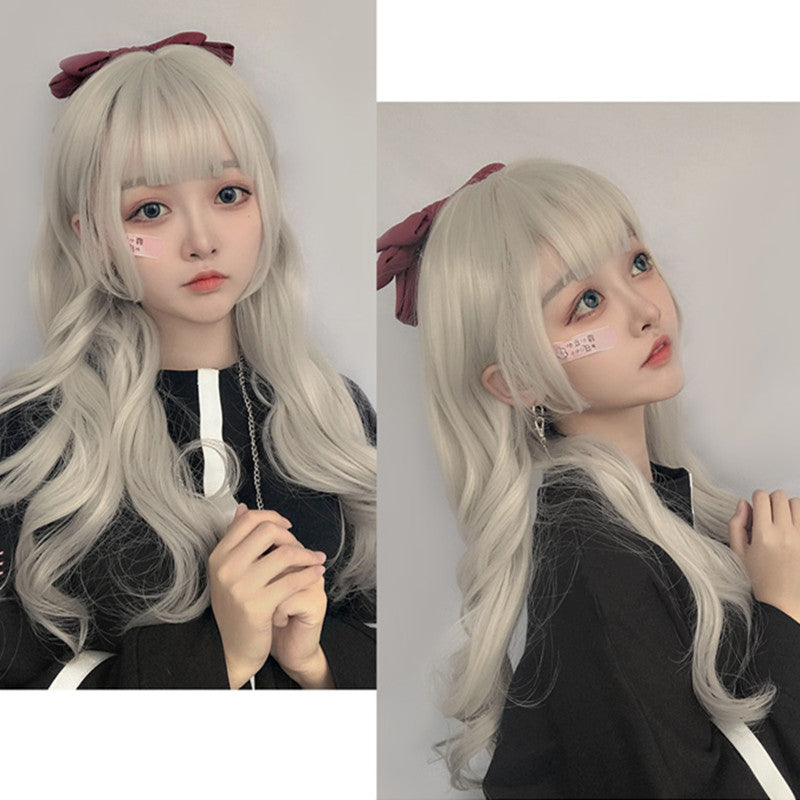 "WHITE LOLITA SLIGHTLY CURLY" LONG WIG D050412