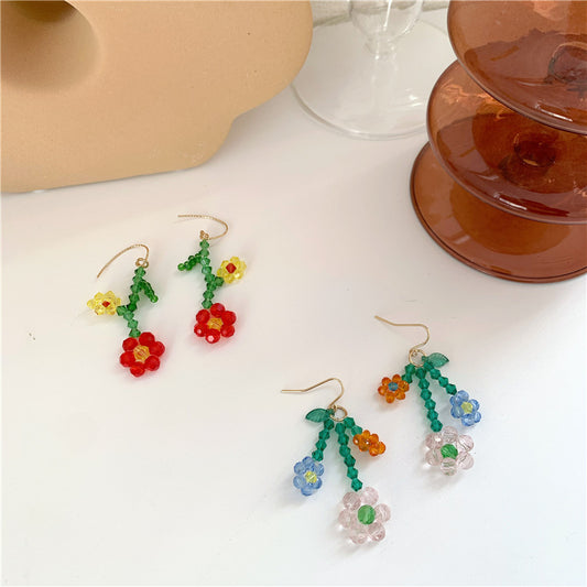 "CRYSTAL COLORFUL FLOWER" EARRINGS D042212