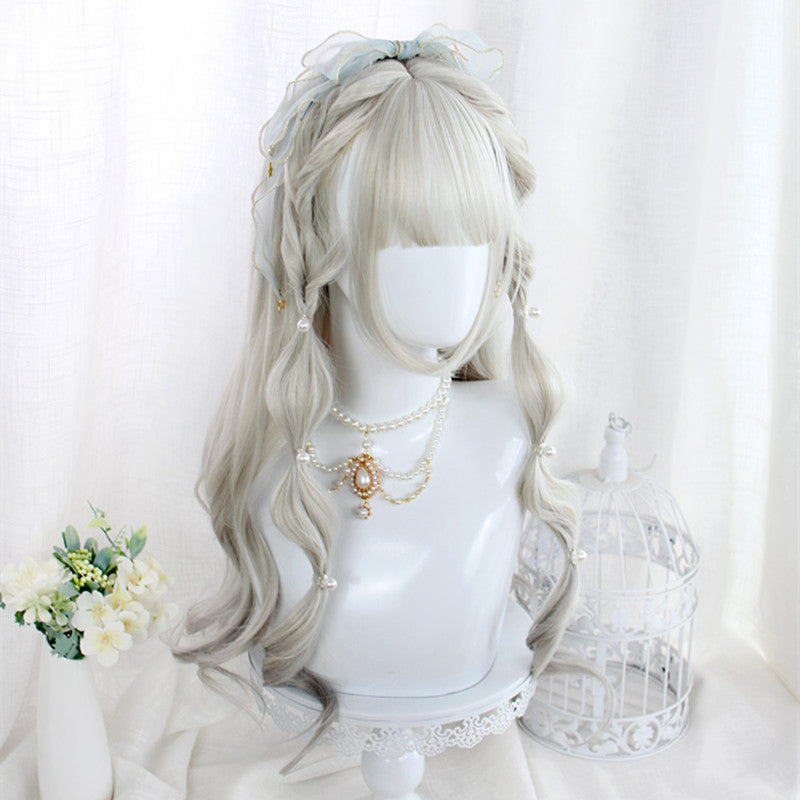 "WHITE LOLITA SLIGHTLY CURLY" LONG WIG D050412