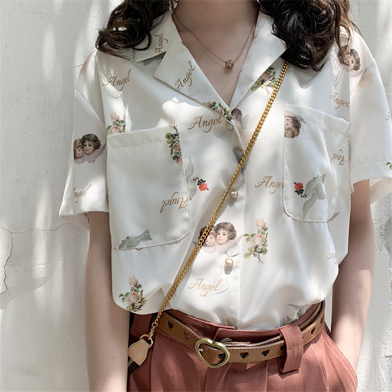 "ANGEL CHIFFON SHORT SLEEVE" SHIRT D042701