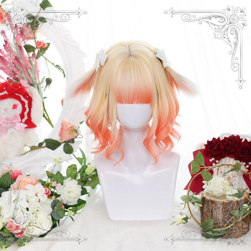 [@melissa_lissova] Blonde Gradient Rabbit Ear Short Curly Wig D050513