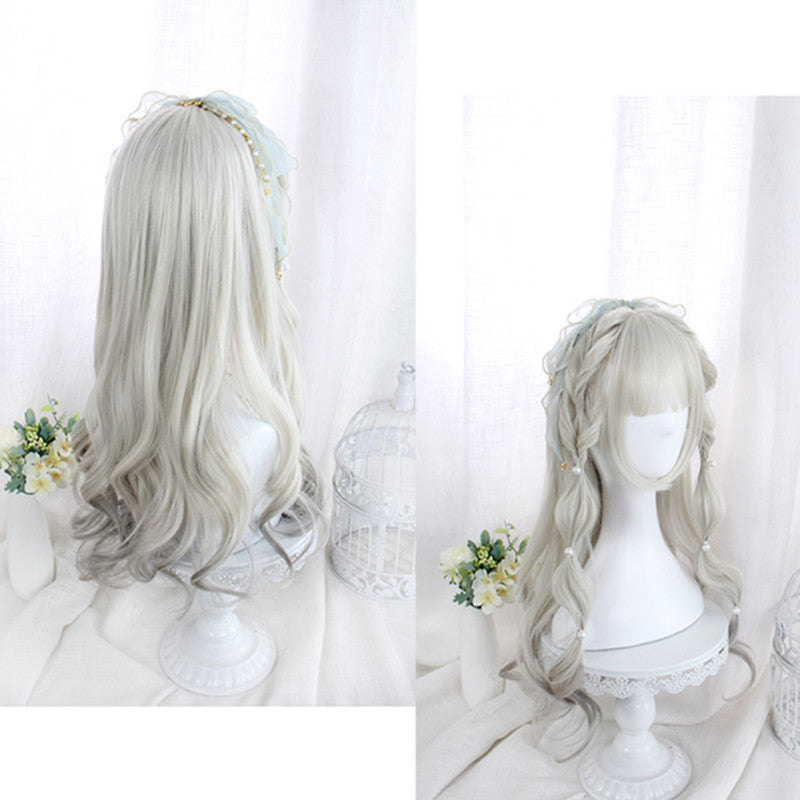 "WHITE LOLITA SLIGHTLY CURLY" LONG WIG D050412