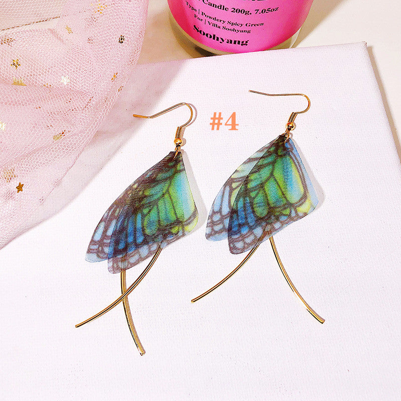 "PEARL TULLE BUTTERFLY WING" EARRINGS D042209