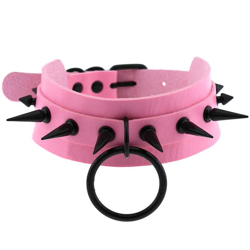 "PUNK DOUBLE-LAYER PU BLACK STUD" CHOKER D070813